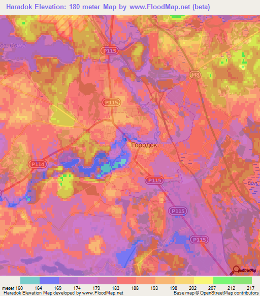 Haradok,Belarus Elevation Map