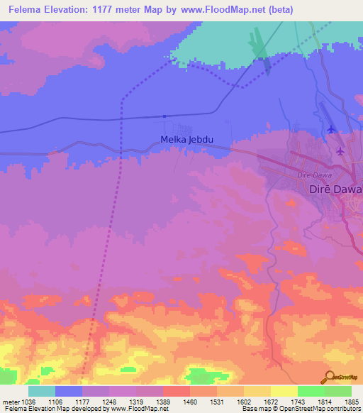 Felema,Ethiopia Elevation Map
