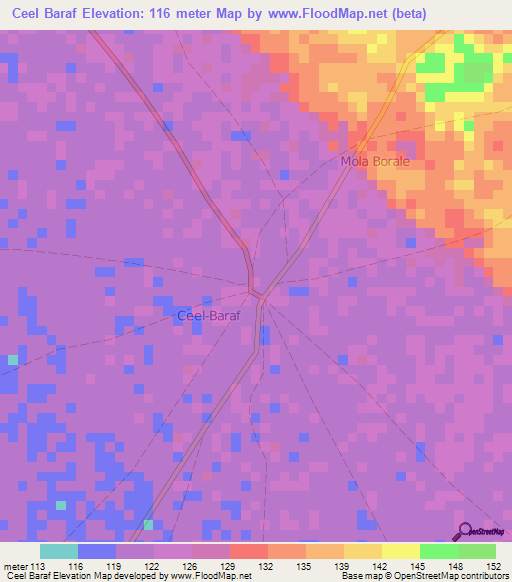 Ceel Baraf,Somalia Elevation Map