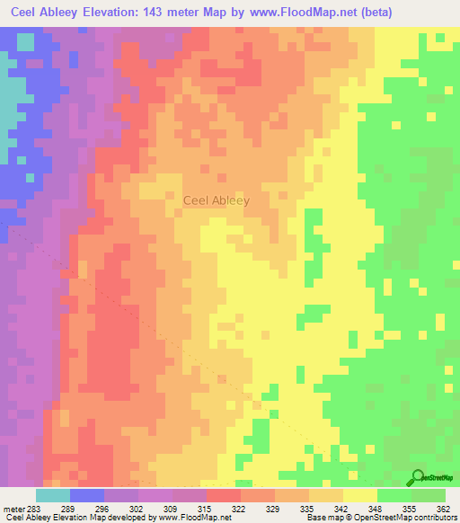 Ceel Ableey,Somalia Elevation Map
