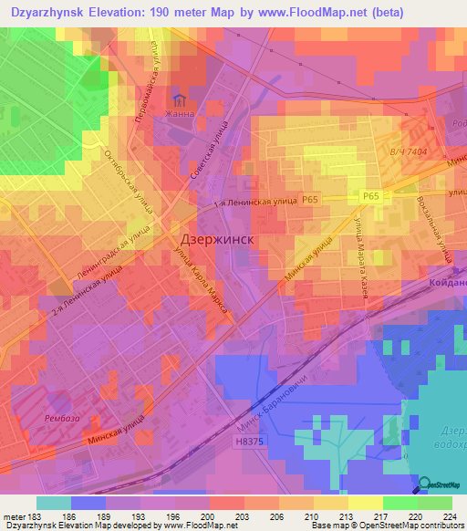 Dzyarzhynsk,Belarus Elevation Map