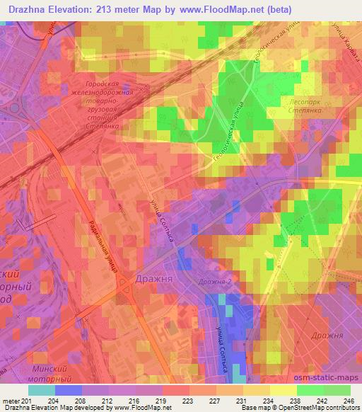 Drazhna,Belarus Elevation Map