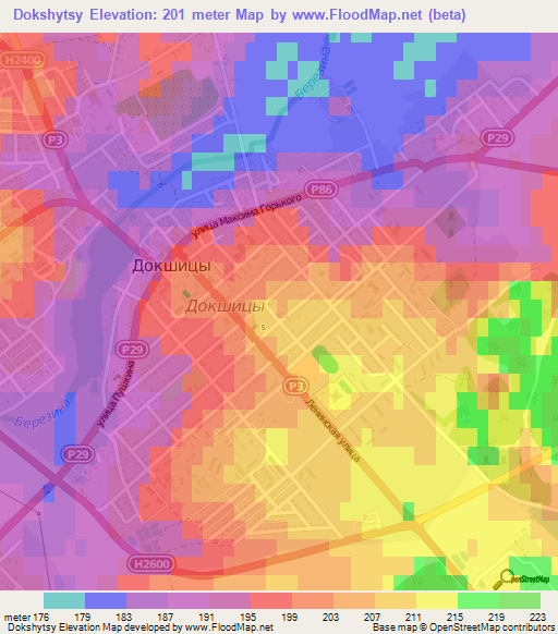 Dokshytsy,Belarus Elevation Map