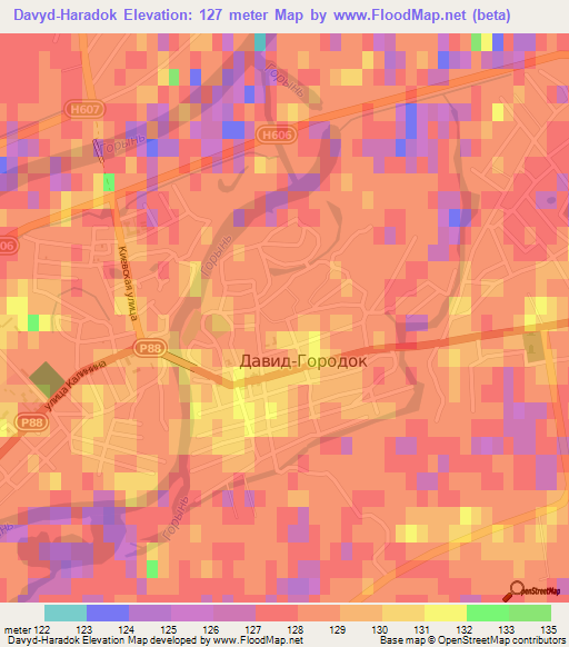 Davyd-Haradok,Belarus Elevation Map