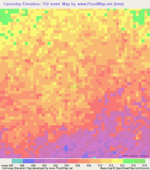 Carrooley,Somalia Elevation Map