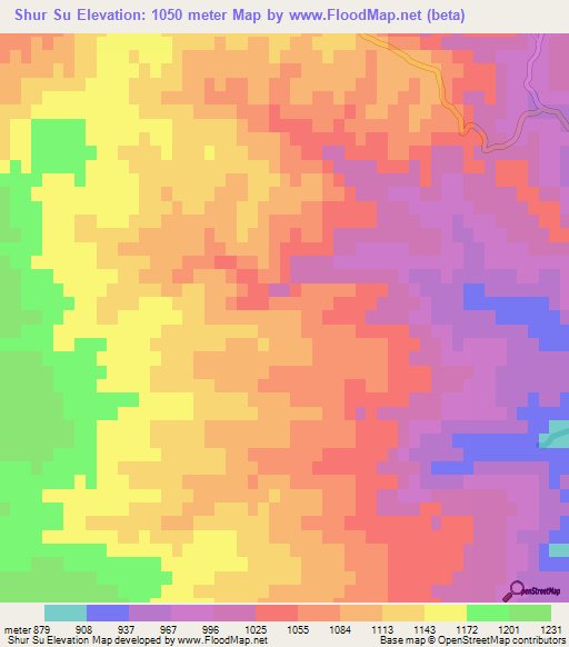 Shur Su,Iran Elevation Map