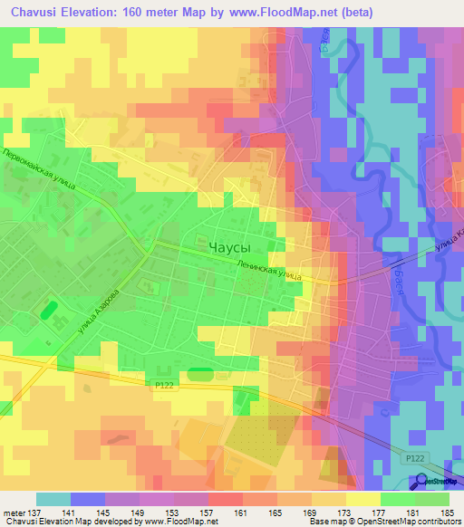 Chavusi,Belarus Elevation Map