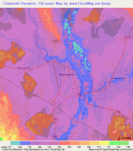 Chashniki,Belarus Elevation Map