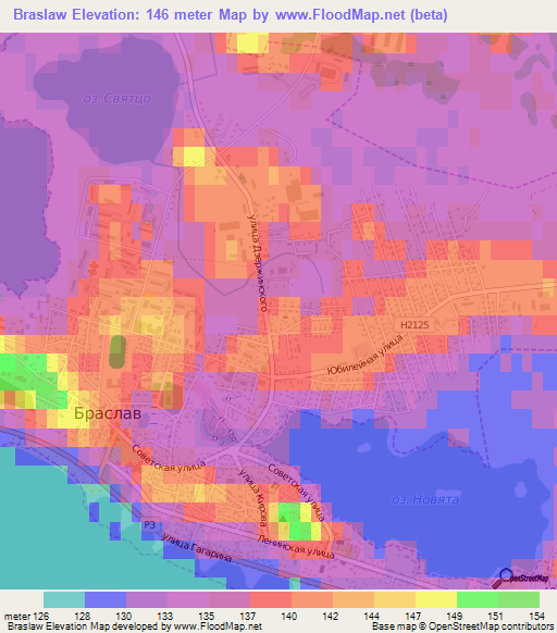 Braslaw,Belarus Elevation Map