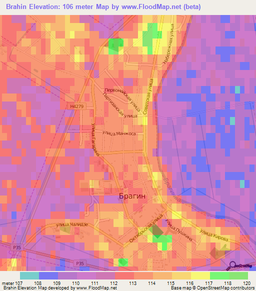 Brahin,Belarus Elevation Map