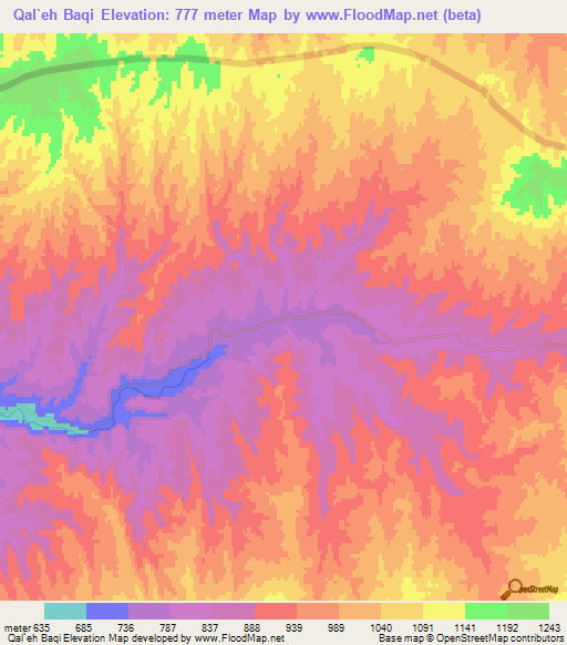 Qal`eh Baqi,Iran Elevation Map