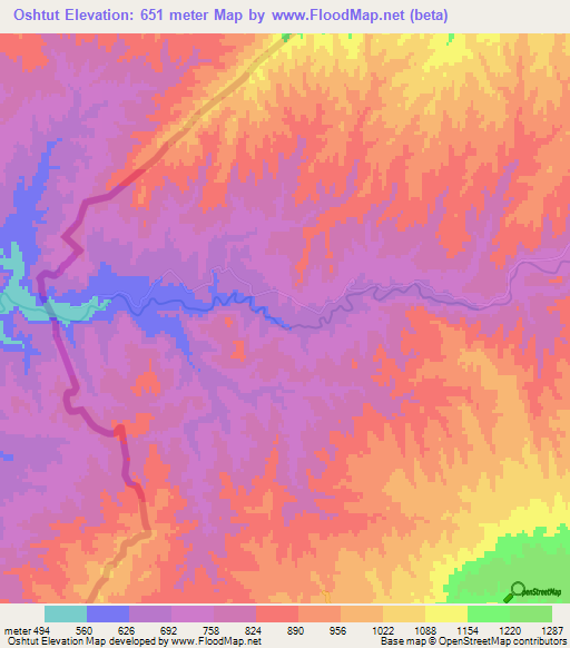 Oshtut,Iran Elevation Map