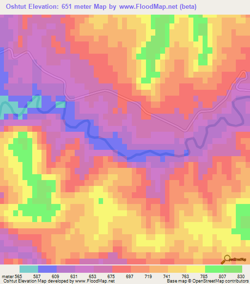 Oshtut,Iran Elevation Map