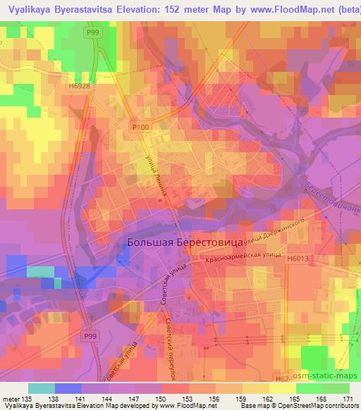 Vyalikaya Byerastavitsa,Belarus Elevation Map