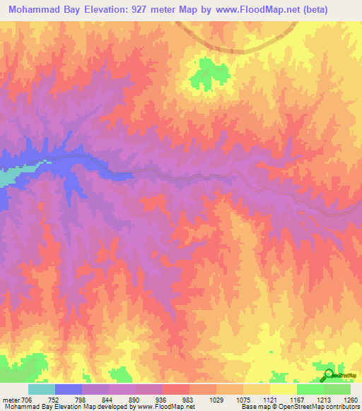 Mohammad Bay,Iran Elevation Map