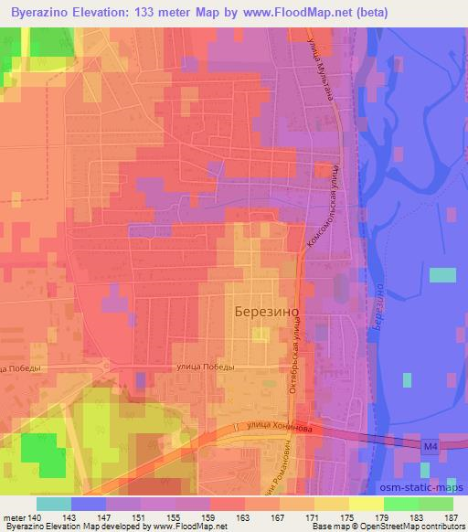 Byerazino,Belarus Elevation Map