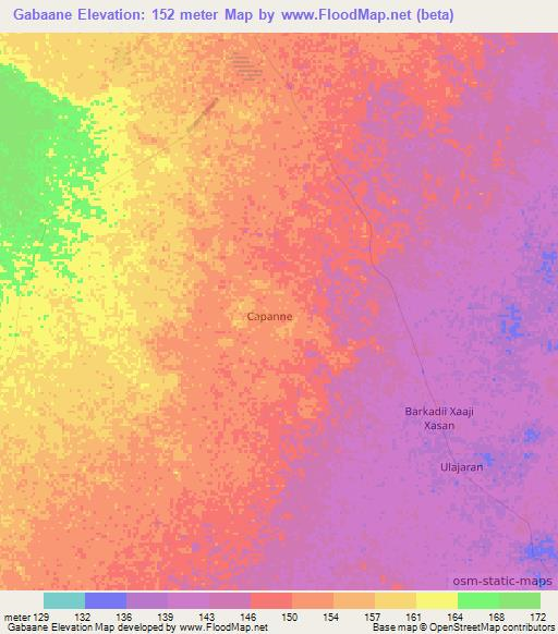 Gabaane,Somalia Elevation Map