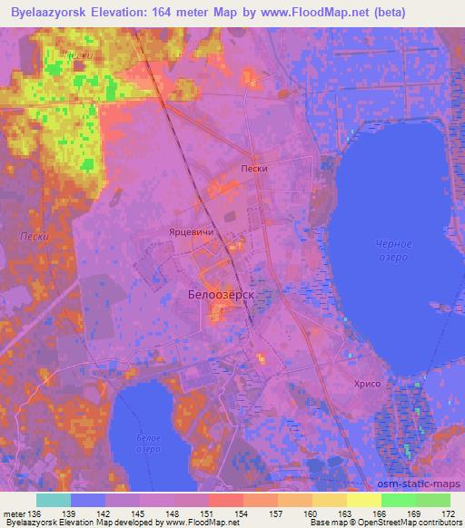 Byelaazyorsk,Belarus Elevation Map