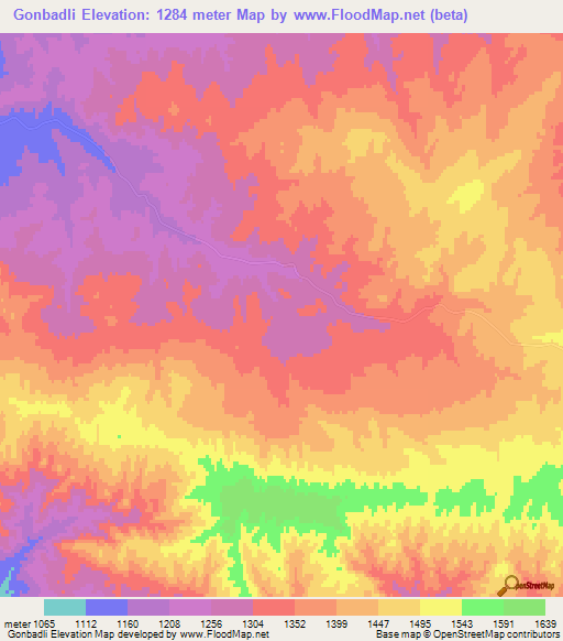Gonbadli,Iran Elevation Map