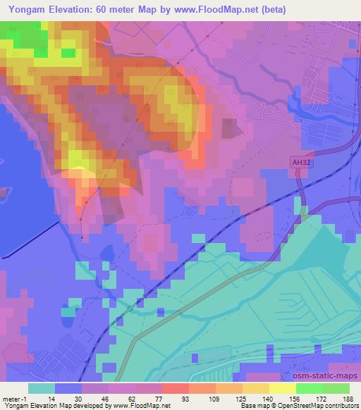 Yongam,North Korea Elevation Map