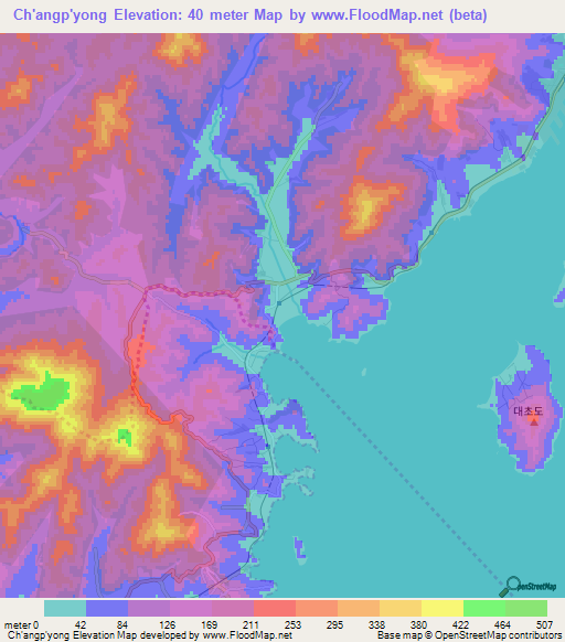 Ch'angp'yong,North Korea Elevation Map