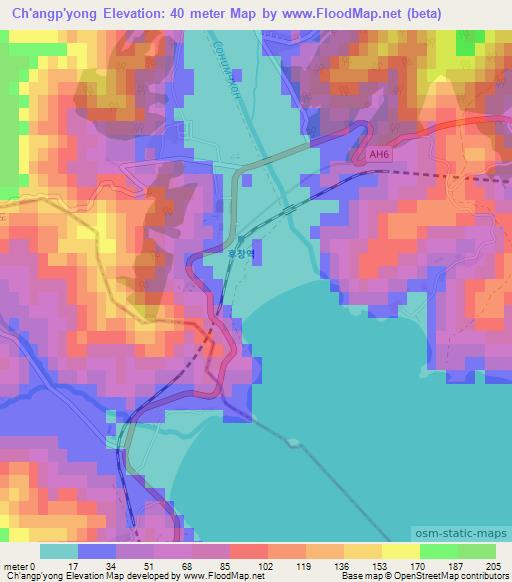 Ch'angp'yong,North Korea Elevation Map