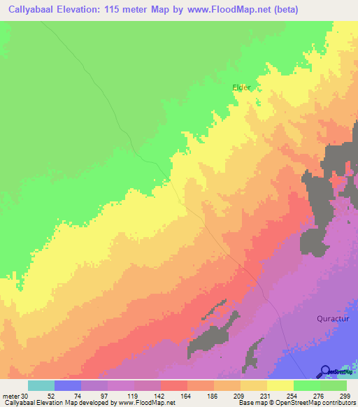 Callyabaal,Somalia Elevation Map