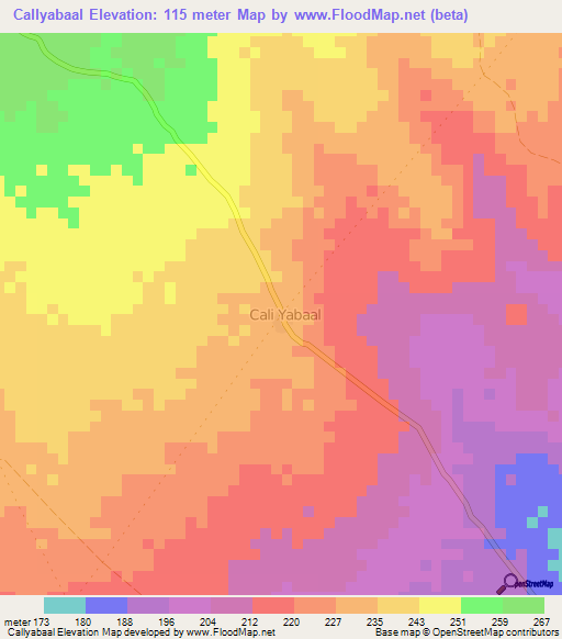 Callyabaal,Somalia Elevation Map