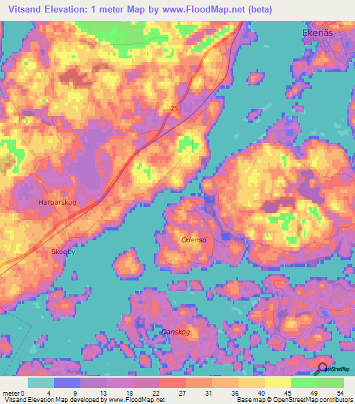 Vitsand,Finland Elevation Map