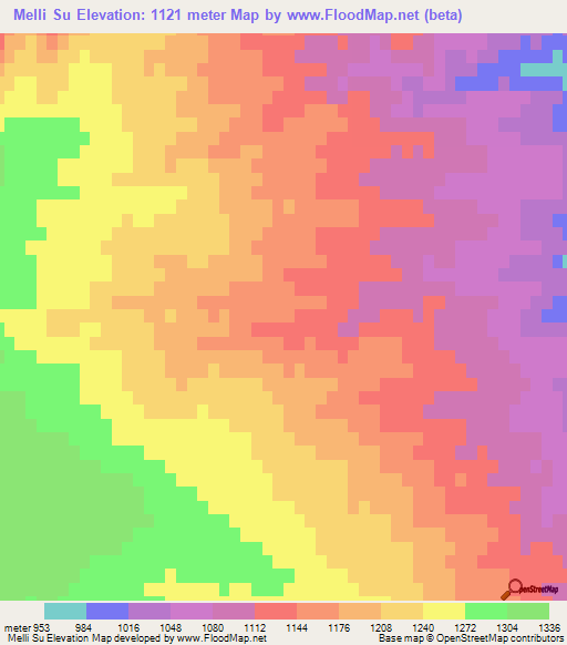 Elevation of Melli Su,Iran Elevation Map, Topography, Contour