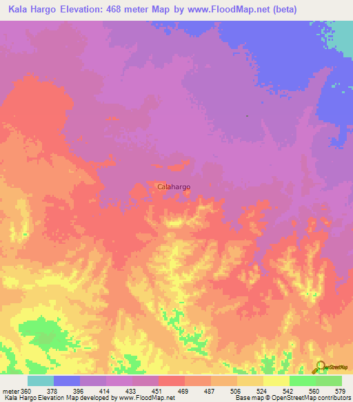 Kala Hargo,Somalia Elevation Map