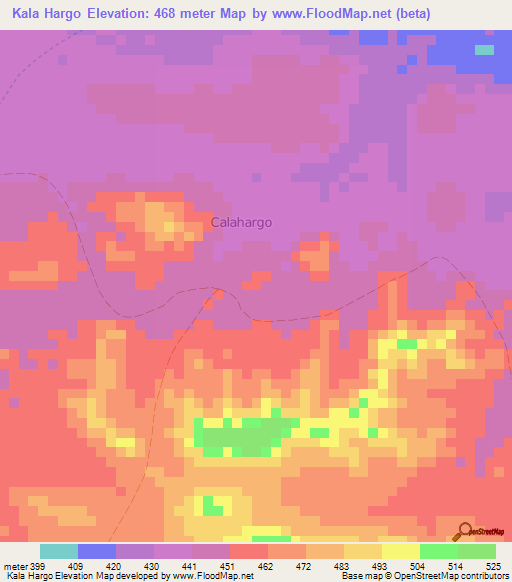 Kala Hargo,Somalia Elevation Map