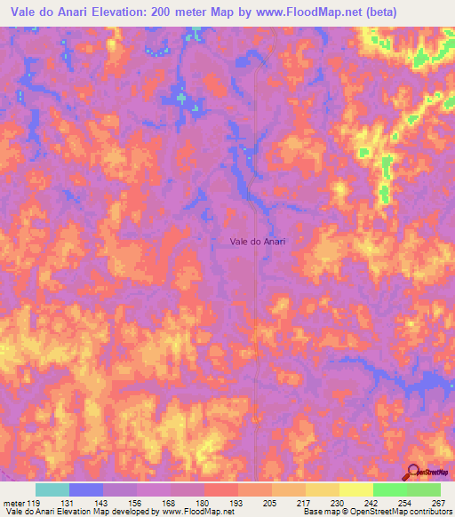 Vale do Anari,Brazil Elevation Map