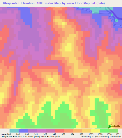 Khojakaleh,Iran Elevation Map