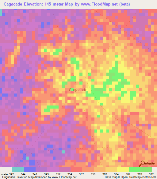 Cagacade,Somalia Elevation Map