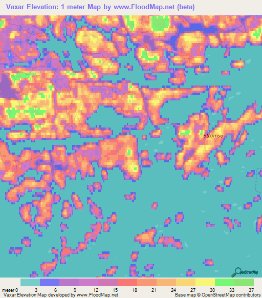 Vaxar,Finland Elevation Map