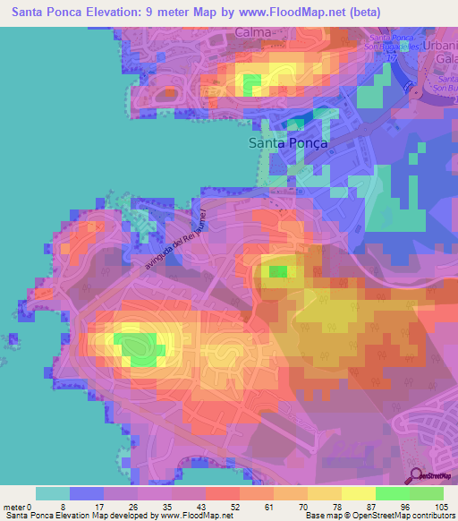 Santa Ponca,Spain Elevation Map