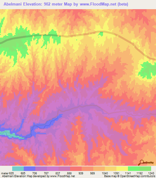 Abelmani,Iran Elevation Map
