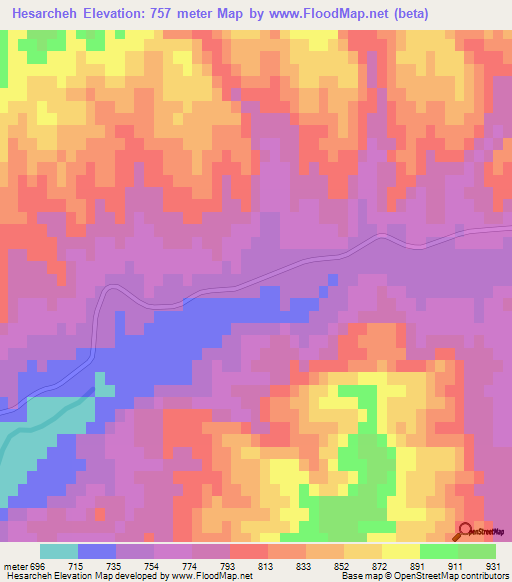 Hesarcheh,Iran Elevation Map