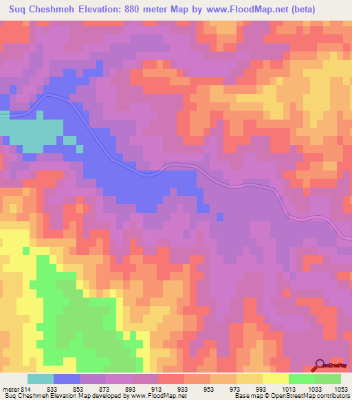 Suq Cheshmeh,Iran Elevation Map