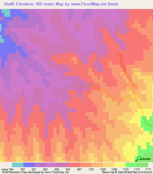 Shafli,Iran Elevation Map