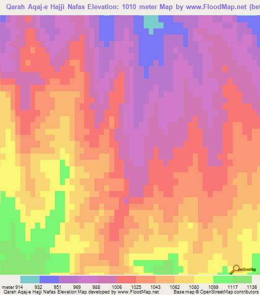 Qarah Aqaj-e Hajji Nafas,Iran Elevation Map