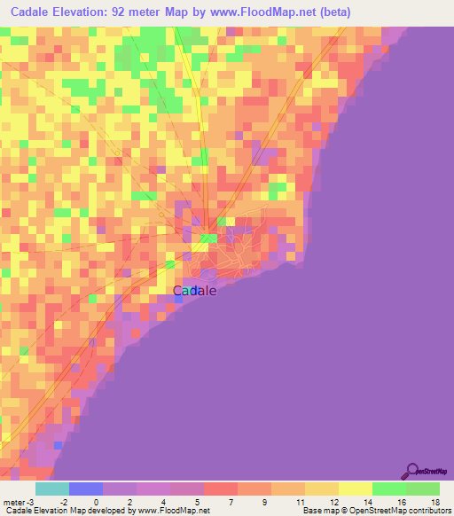 Cadale,Somalia Elevation Map