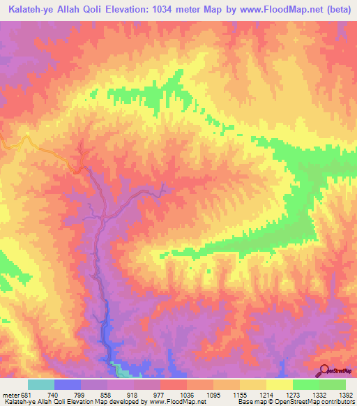 Kalateh-ye Allah Qoli,Iran Elevation Map