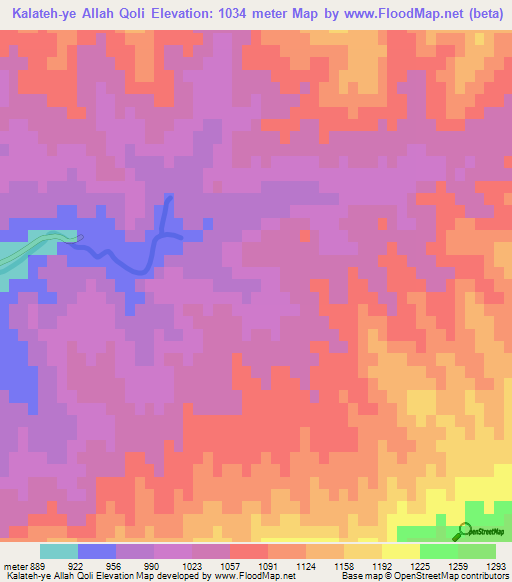 Kalateh-ye Allah Qoli,Iran Elevation Map