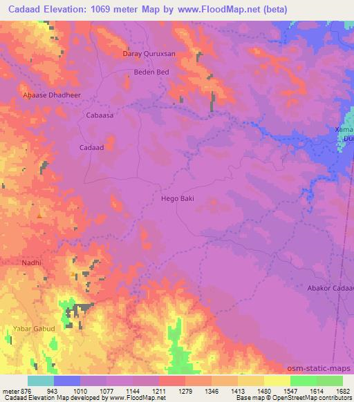Cadaad,Somalia Elevation Map