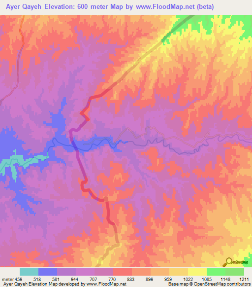 Ayer Qayeh,Iran Elevation Map