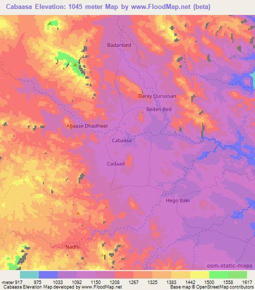 Cabaasa,Somalia Elevation Map