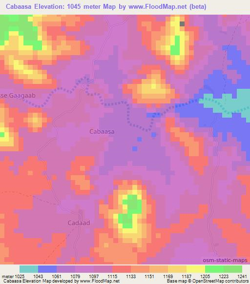 Cabaasa,Somalia Elevation Map