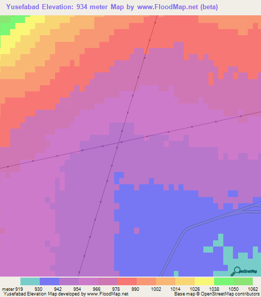 Yusefabad,Iran Elevation Map